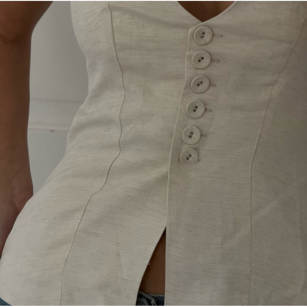 WeWoreWhat vest linen top- size 4 - Picture 7 of 8